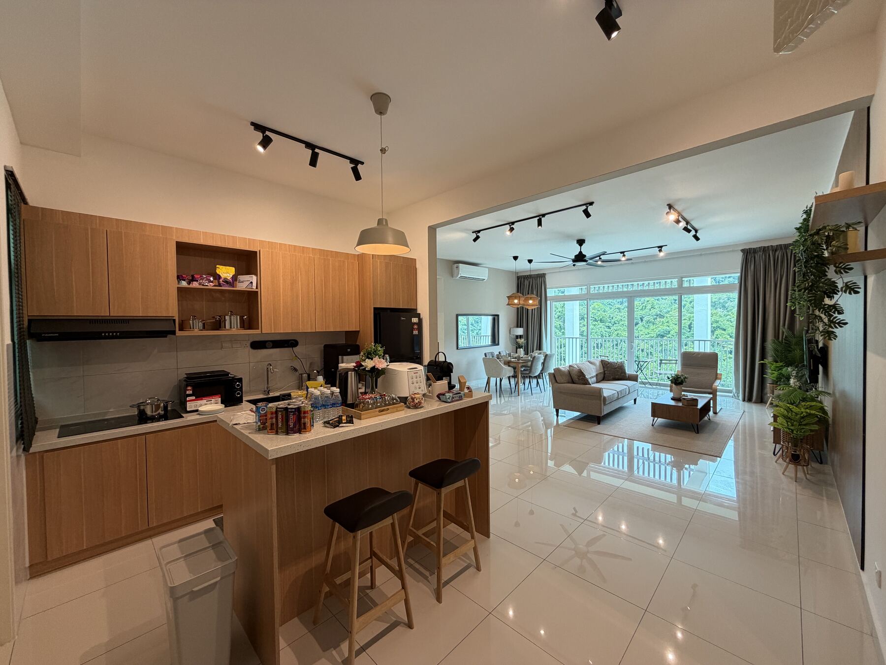 The Family Residence, kitchen and living area