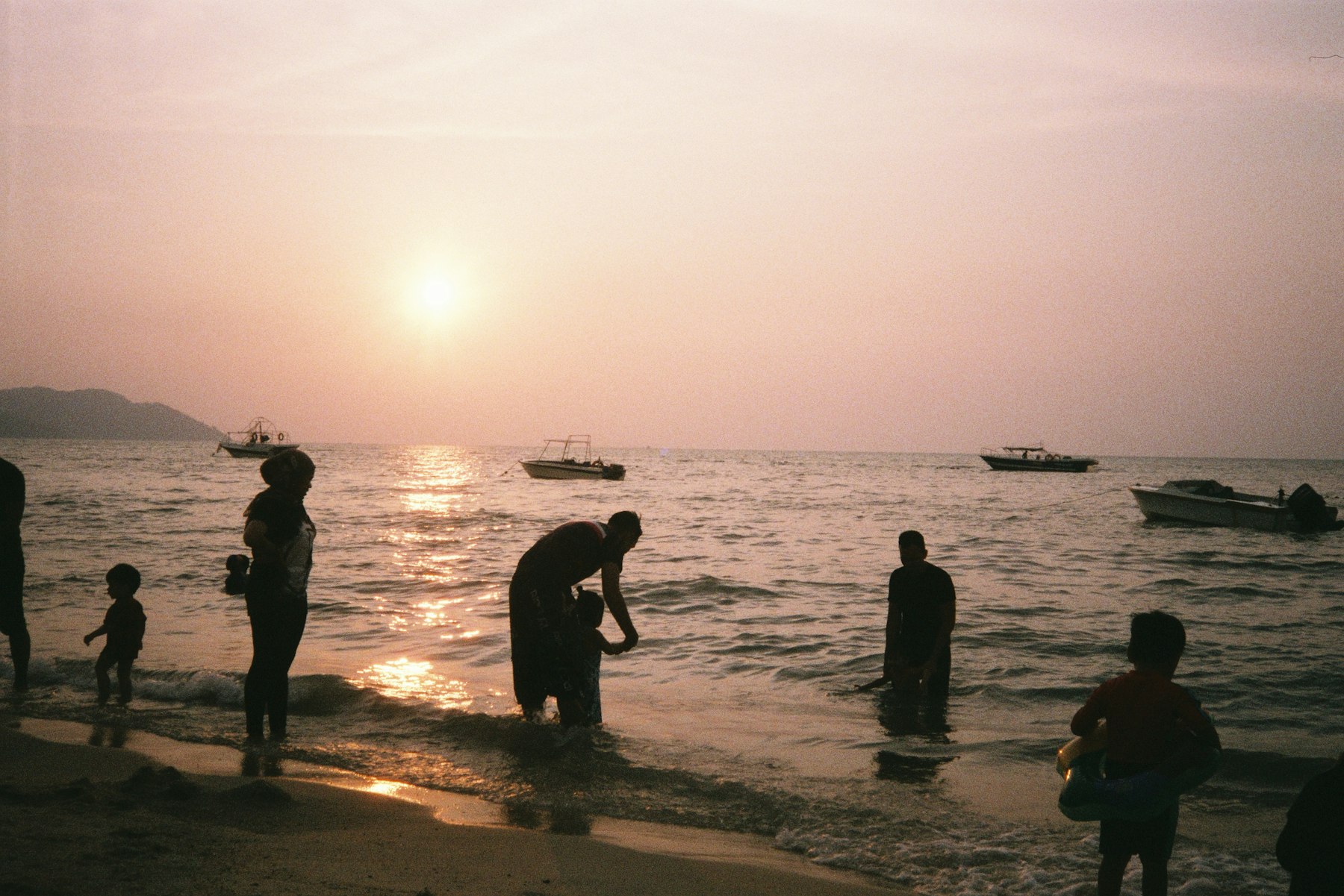 The shoreline at Batu Ferringhi at sunset
